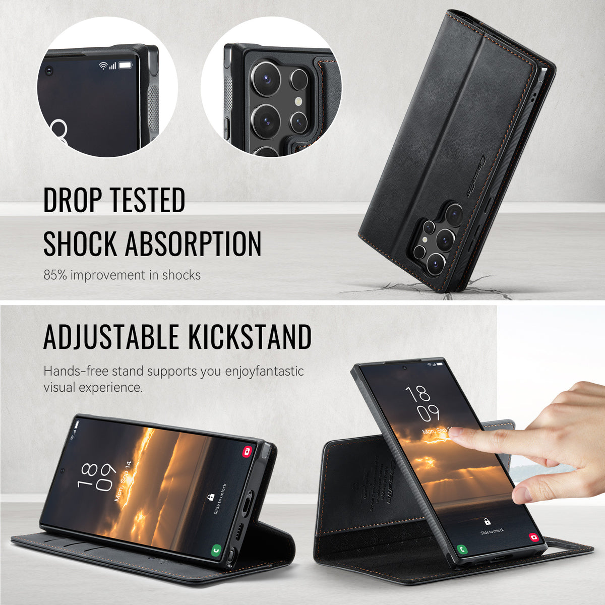 2-in-1 Detachable Magnetic PU Leather Flip Case with Stand for Samsung Galaxy S20-S25 Ultra