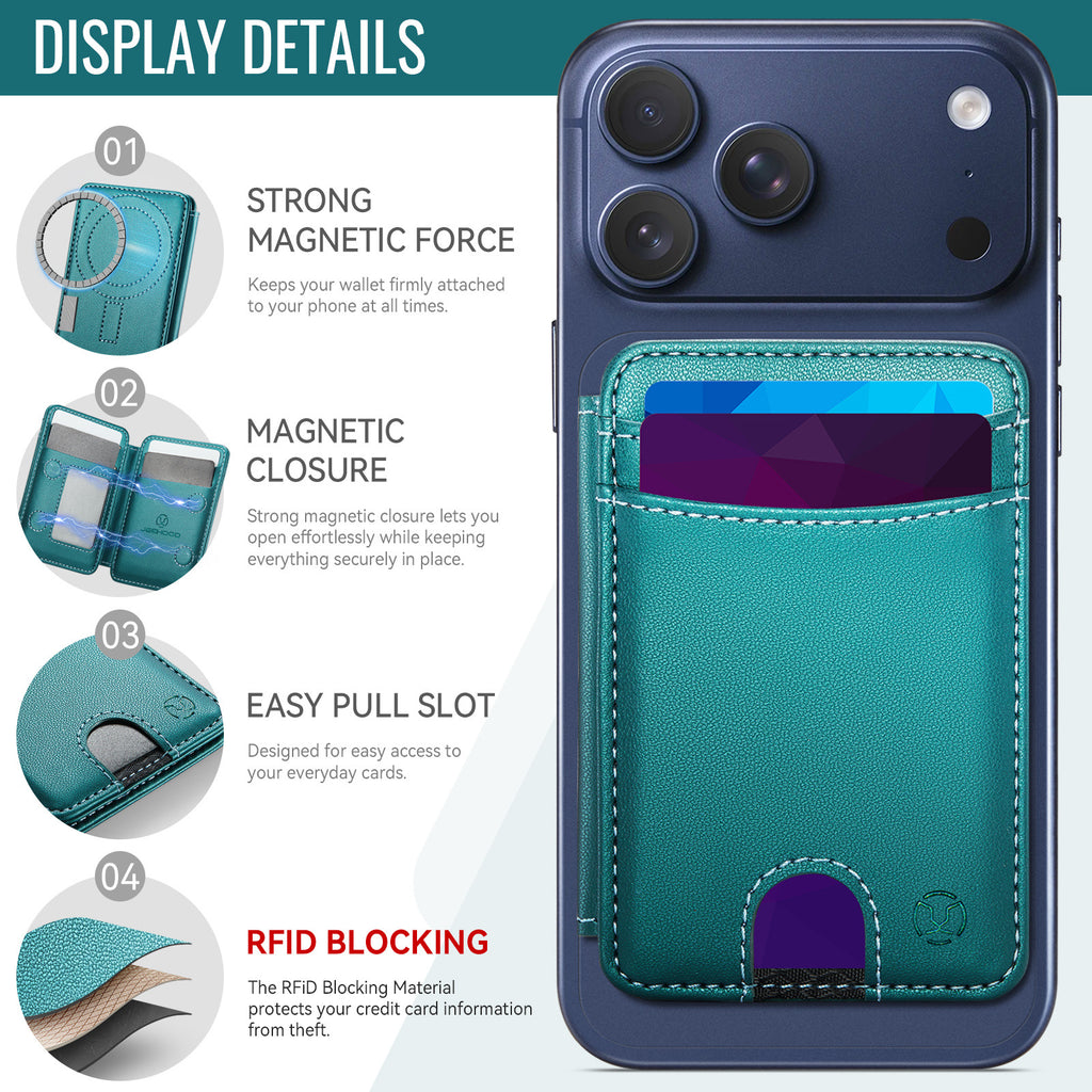 Universal MagSafe-Compatible PU Leather Card Holder with Easy Pull Slot