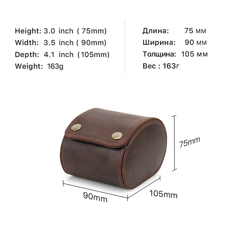 Retro Geniune Leather Luxury Watch Case with Snap Closure