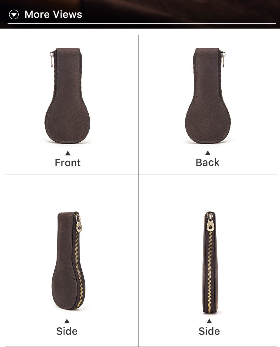 Retro Leather Single Watch Travel Case with Zipper Closure