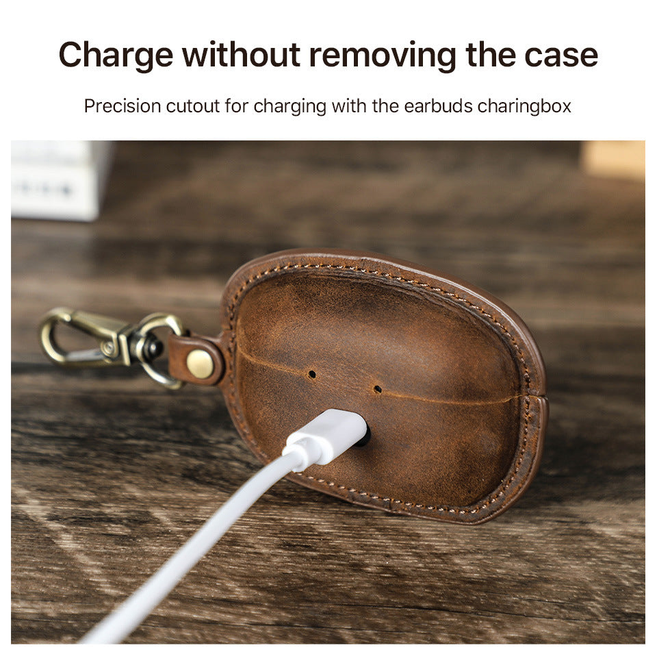 Premium Leather Protective Case with Hook for Sony WF-1000XM5