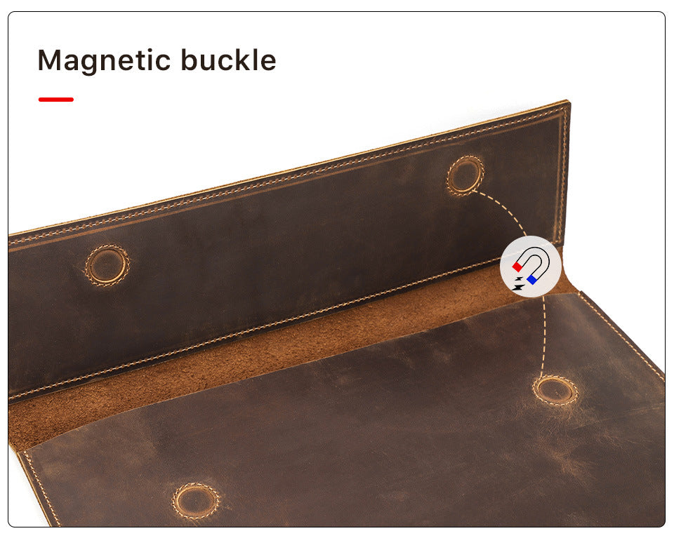 Leather Laptop Sleeve with Magnetic Closure for 13.3–14-inch MacBook