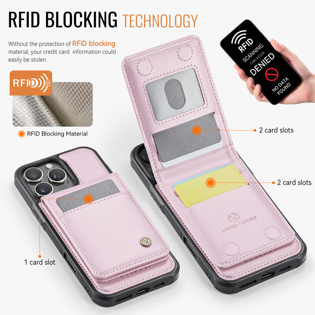 PU Leather Case MagSafe-Compatible with Detachable Card Holder for iPhone 11–17 Series