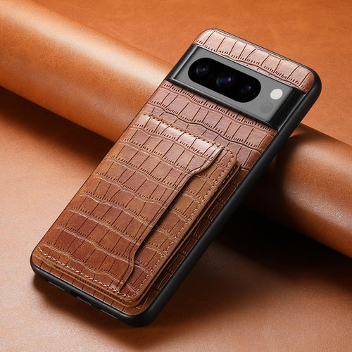 Croc-Texture PU Leather Wallet Case for Google Pixel 6–10 Series