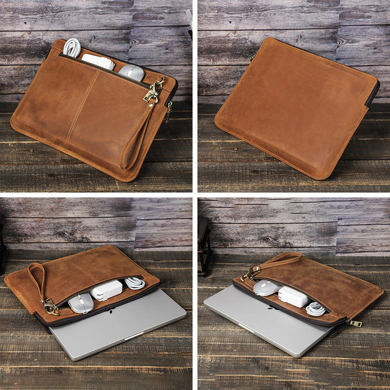 Genuine Cowhide Leather Sleeve for 14-inch MacBook Pro