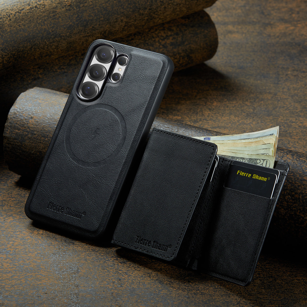 2-in-1 MagSafe-Compatible Case with Tri-Fold Wallet Stand for Samsung Galaxy S22–S26 Series