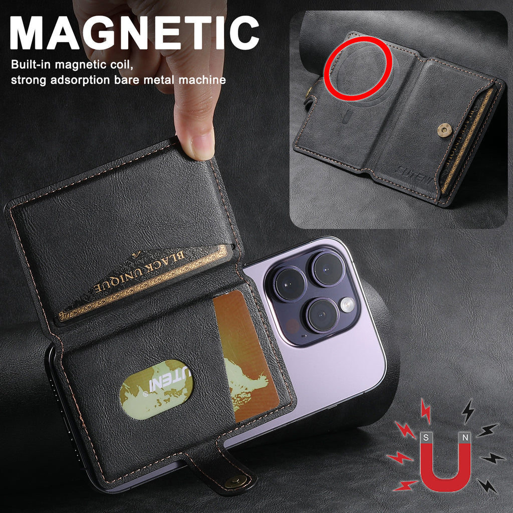 Universal MagSafe-Compatible PU Leather Card Holder for iPhone & Android Phones