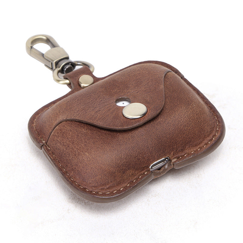 Full-Cover Leather Flip Case with Snap Closure for AirPods Pro