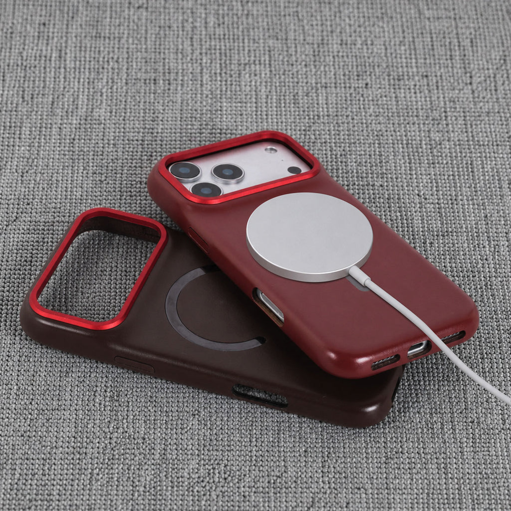 Solid-Color PU Leather MagSafe-Compatible Case for iPhone 14–17 Series
