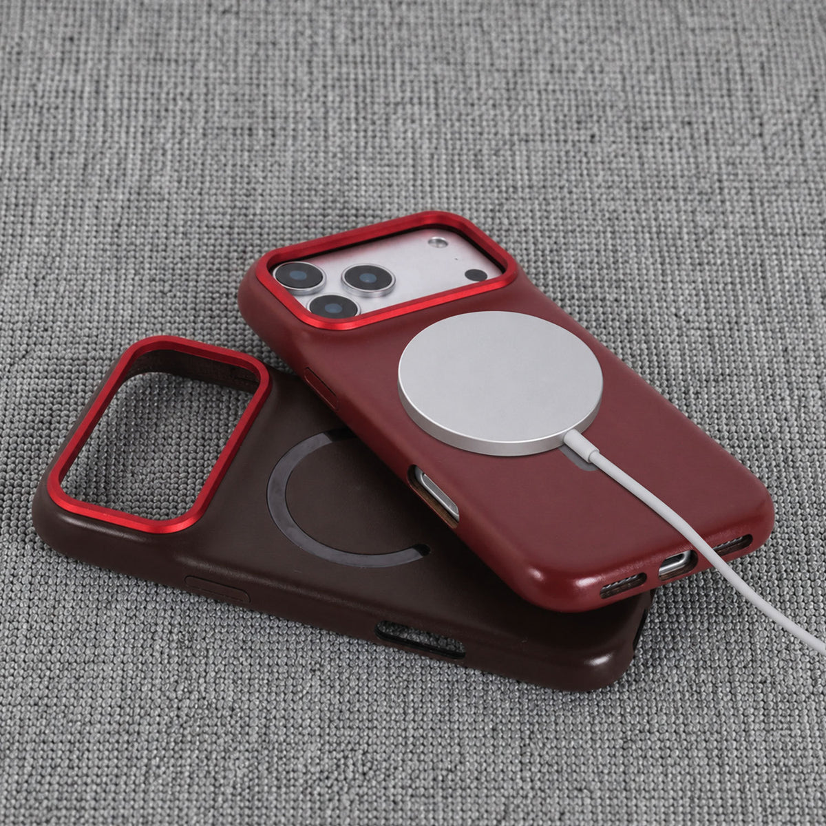 Solid-Color PU Leather MagSafe-Compatible Case for iPhone 14–17 Series