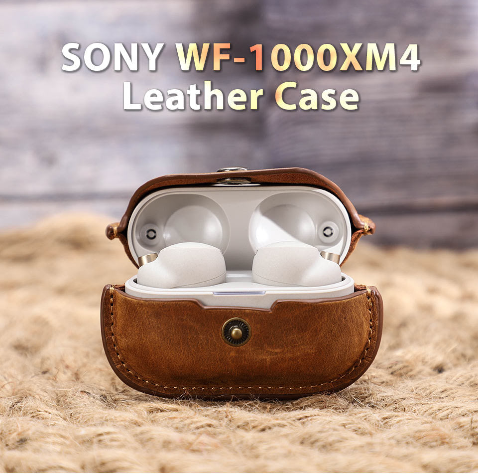 Premium Leather Case with Lanyard for Sony WF-1000XM4
