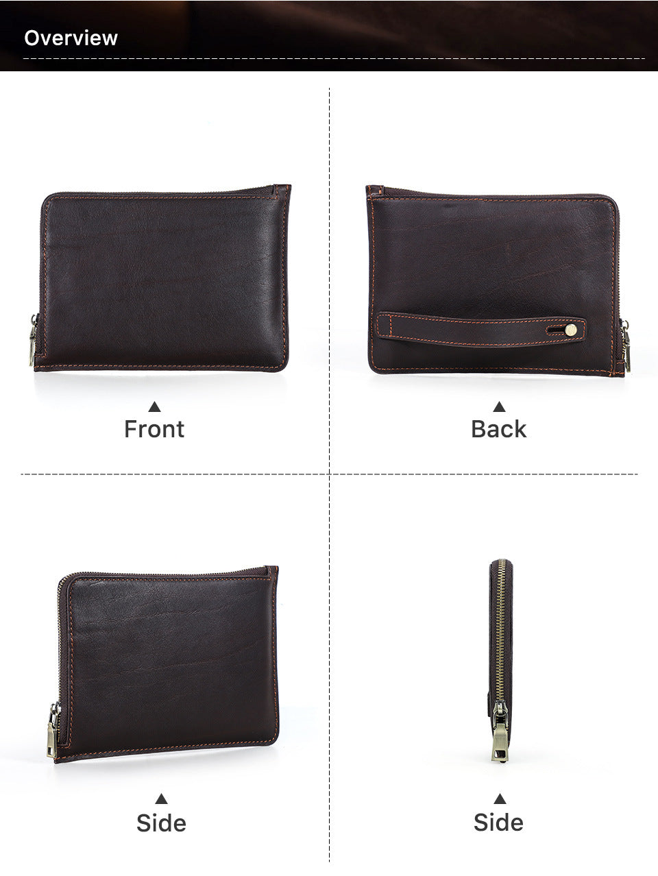 Retro Leather Zipper Sleeve with Handle for iPad mini 6 / 7