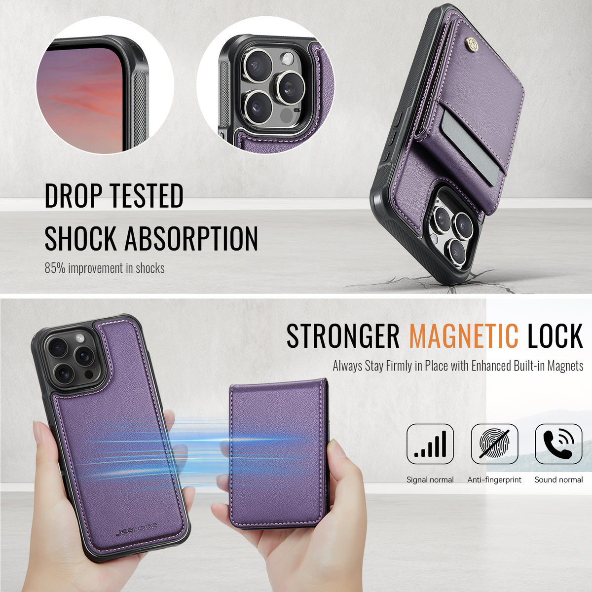 PU Leather Case MagSafe-Compatible with Detachable Card Holder for iPhone 11–17 Series
