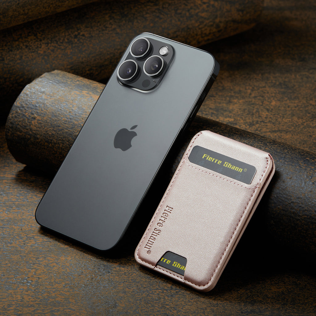 MagSafe-Compatible PU Leather Magnetic Card Holder Stand for iPhone