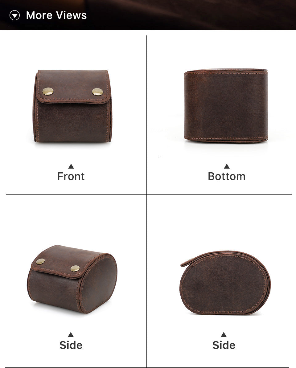 Retro Geniune Leather Luxury Watch Case with Snap Closure
