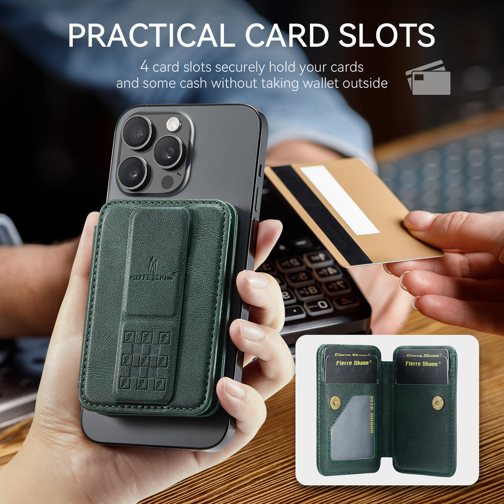 Ultra-Slim MagSafe-Compatible Magnetic Card Holder with Optional Stand