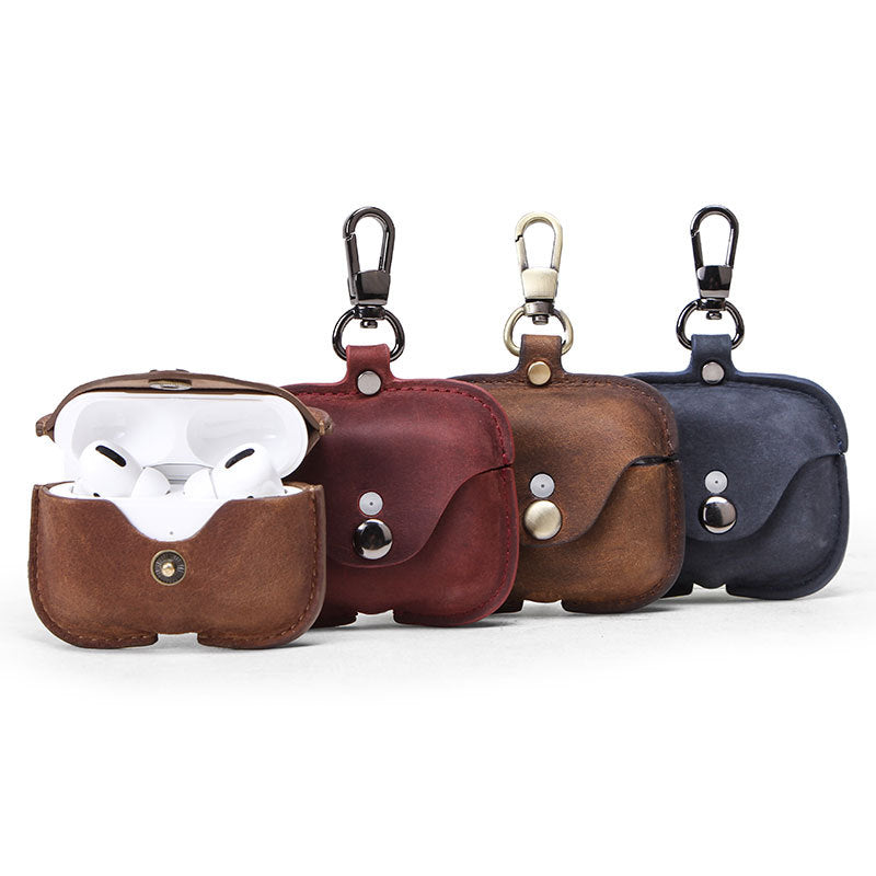 Full-Cover Leather Flip Case with Snap Closure for AirPods Pro
