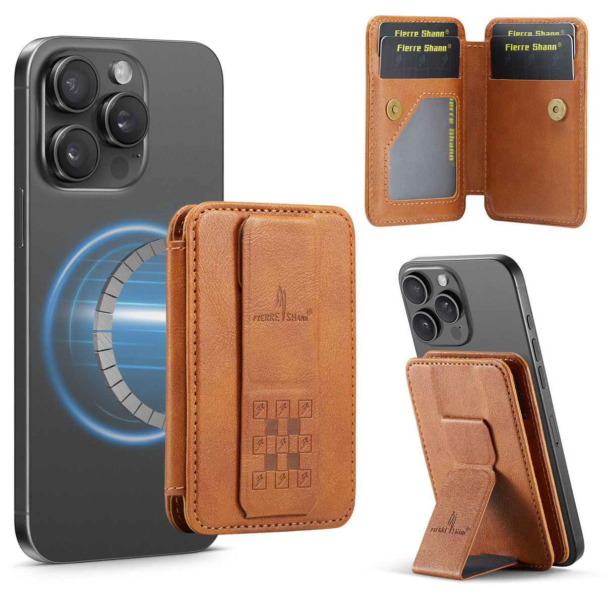 Ultra-Slim MagSafe-Compatible Magnetic Card Holder with Optional Stand