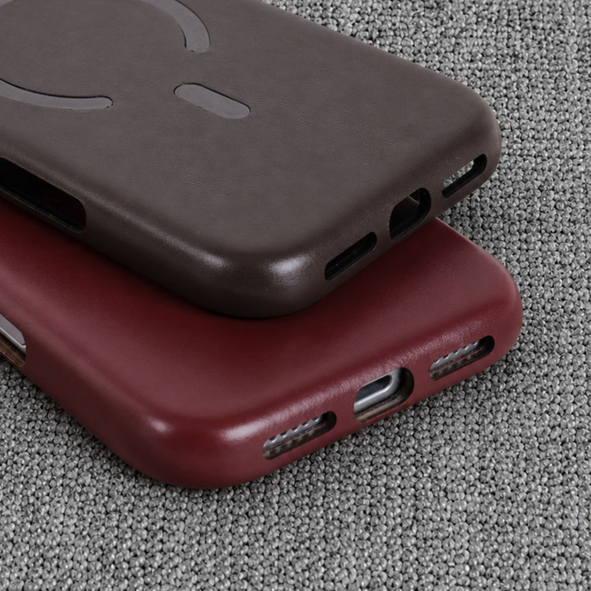 Solid-Color PU Leather MagSafe-Compatible Case for iPhone 14–17 Series