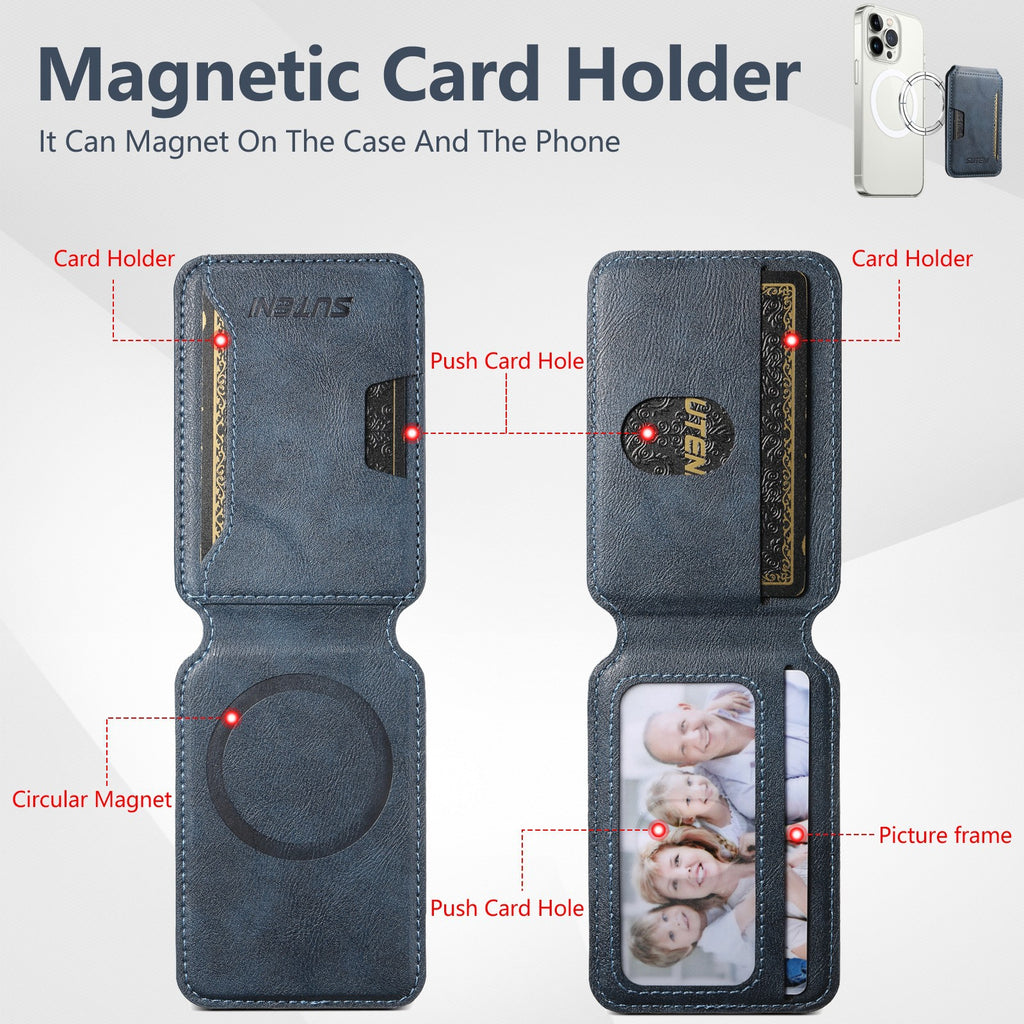 Universal MagSafe-Compatible PU Leather Card Holder for iPhone & Android