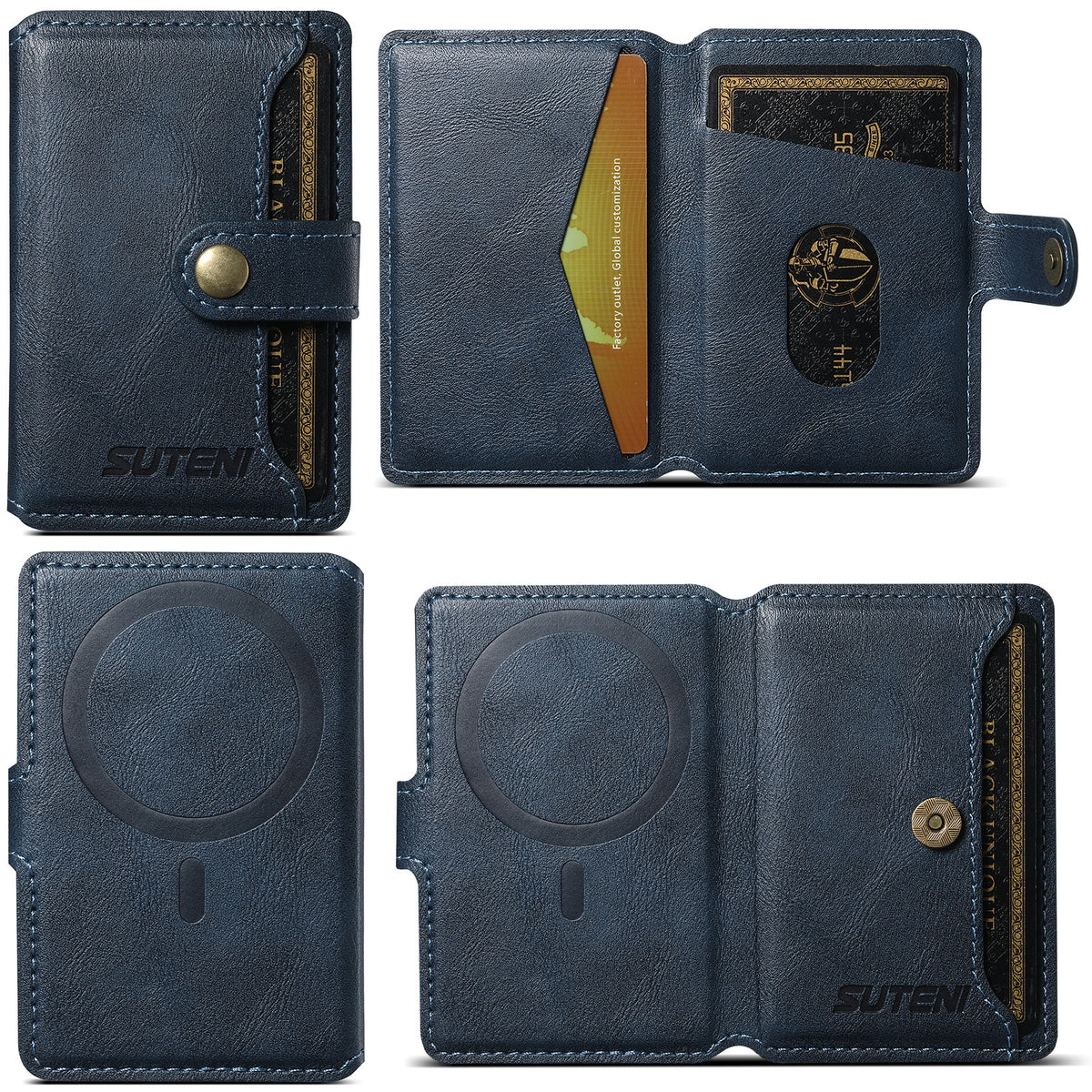 Universal MagSafe-Compatible PU Leather Card Holder for iPhone & Android Phones