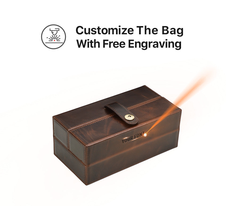 Vintage Crazy Horse Leather Travel Watch Square Case with Magnetic Clasp for Three Watches