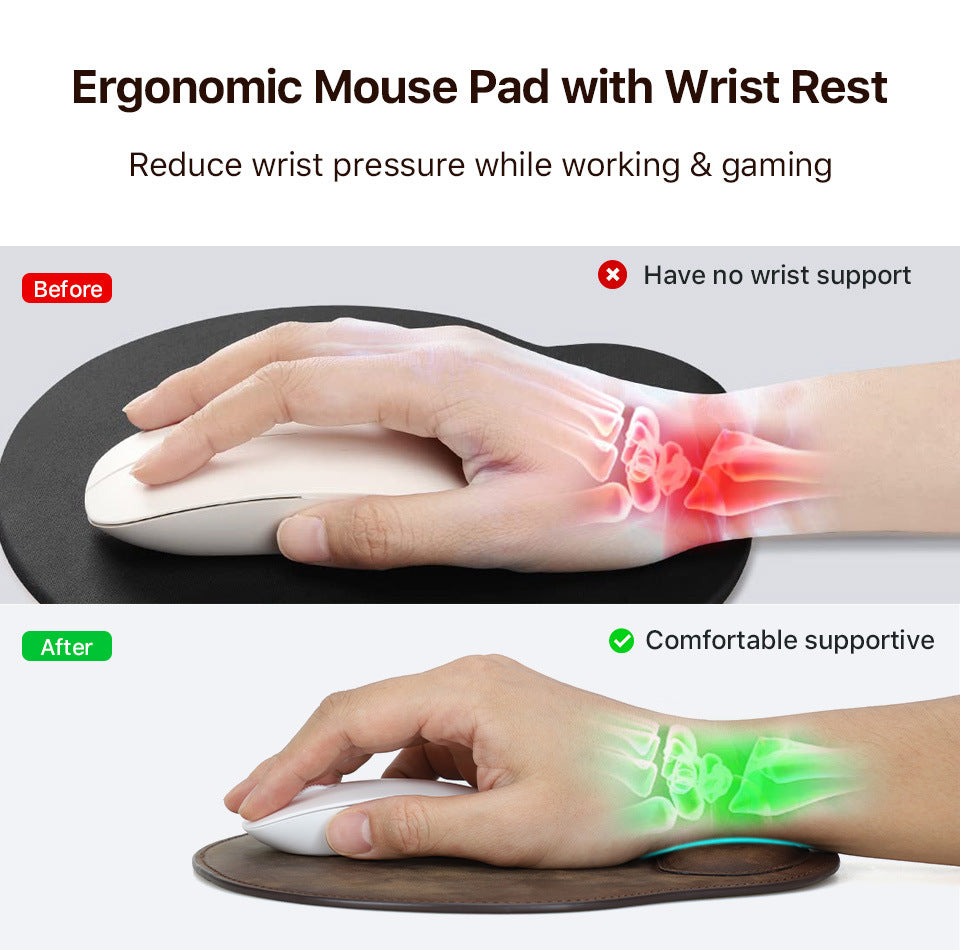 Mini Curved Leather Mouse Pad with Wrist Support