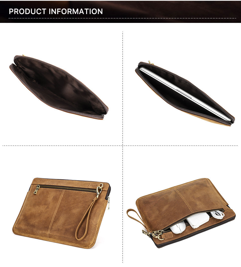 Genuine Cowhide Leather Sleeve for 14-inch MacBook Pro