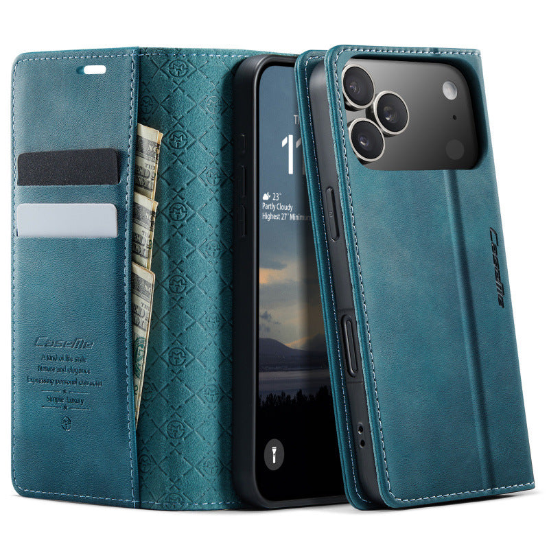 PU Leather Flip Wallet Case with Card Holder for iPhone 12–17 Series
