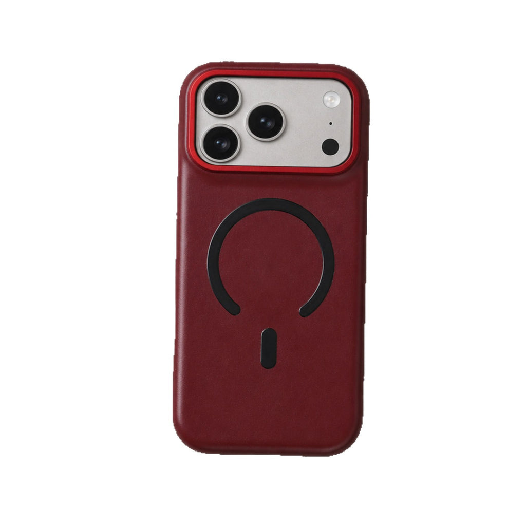Solid-Color PU Leather MagSafe-Compatible Case for iPhone 14–17 Series
