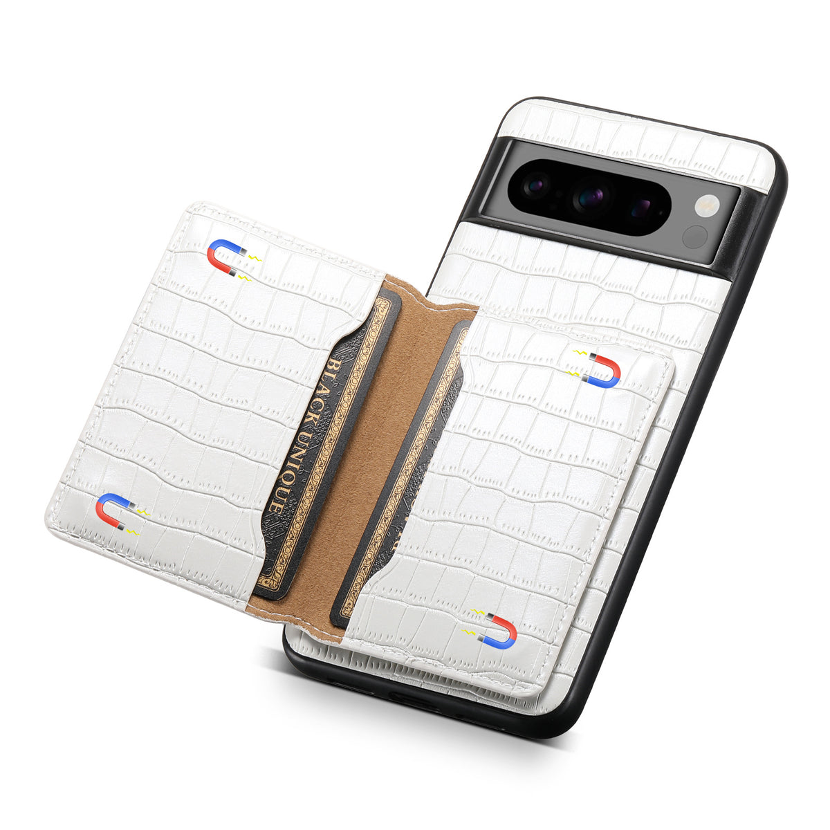 Croc-Texture PU Leather Wallet Case for Google Pixel 6–10 Series