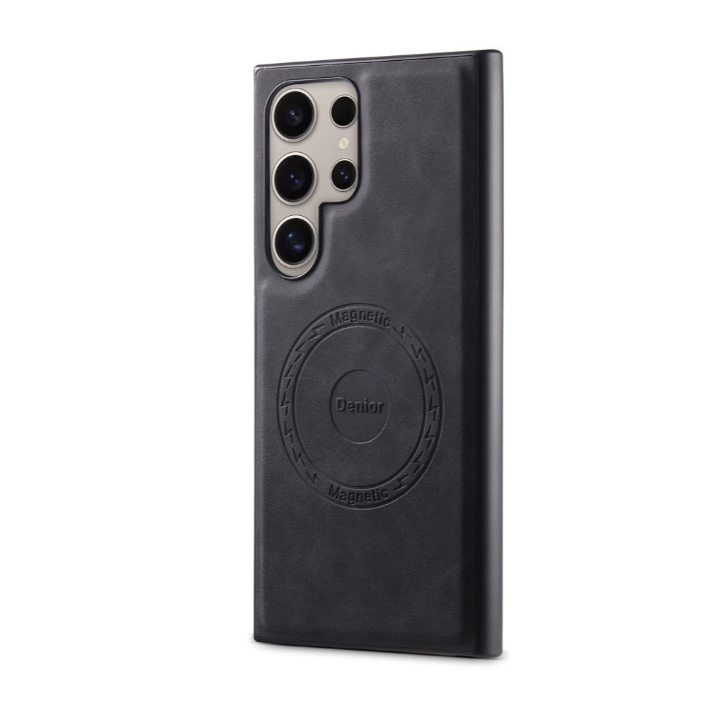 Retro Faux Leather Magnetic Charging Case for Samsung Galaxy S23 S24 S25 / S26 Ultra