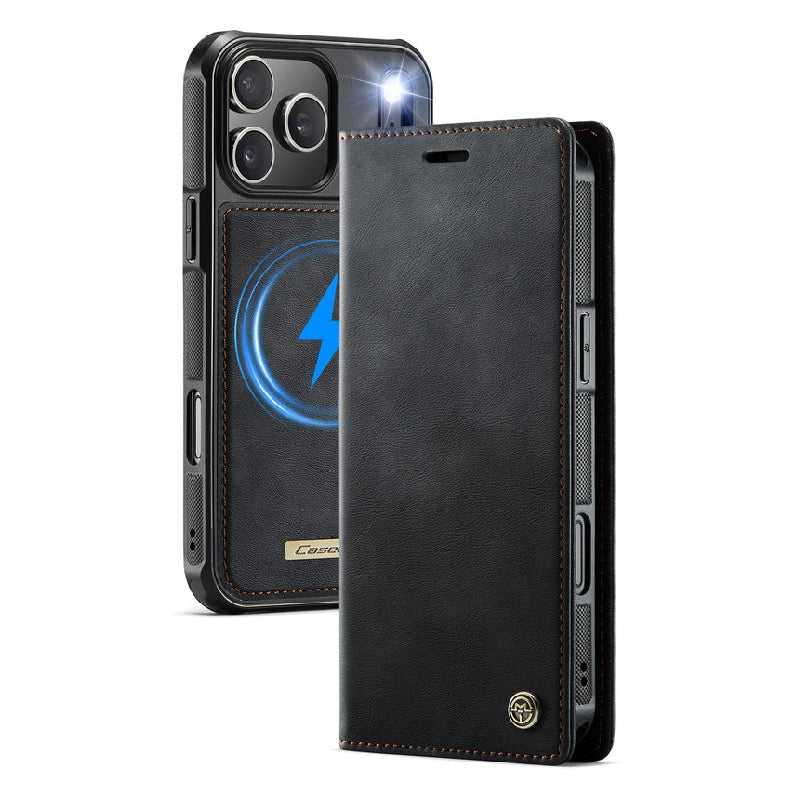 Detachable Leather Flip Case with MagSafe for iPhone 11-17 Pro Max