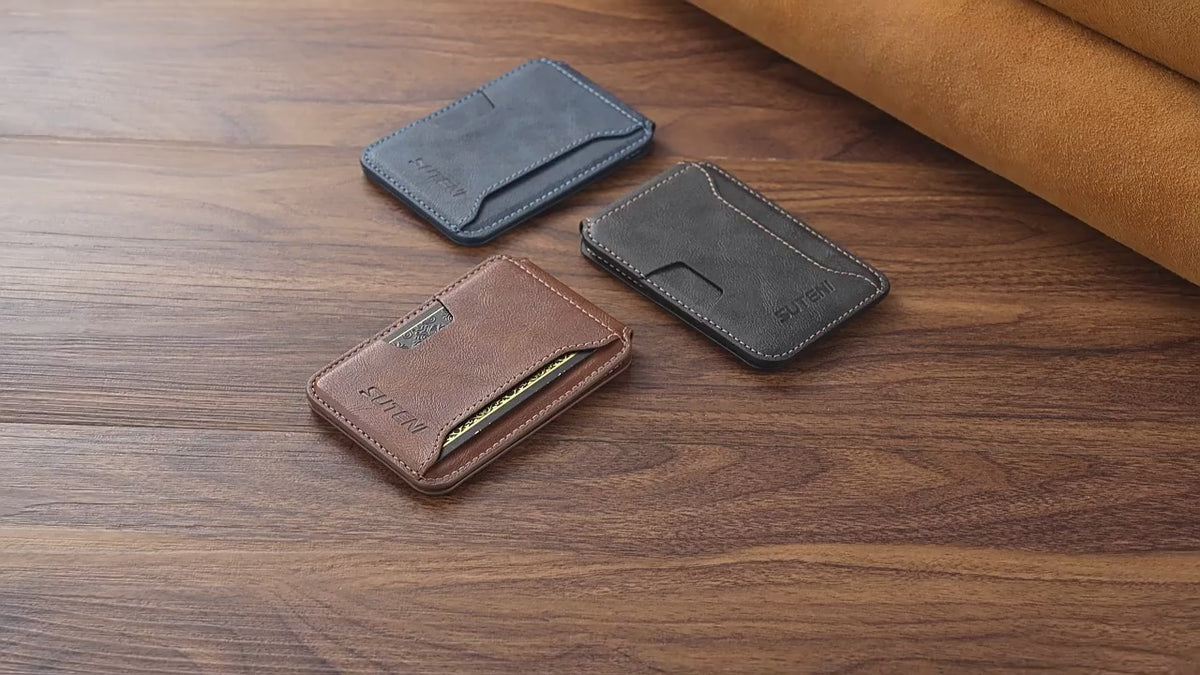 Universal MagSafe-Compatible PU Leather Card Holder for iPhone & Android