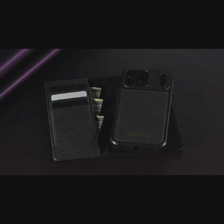 Detachable Leather Flip Case with MagSafe for iPhone 11-17 Pro Max
