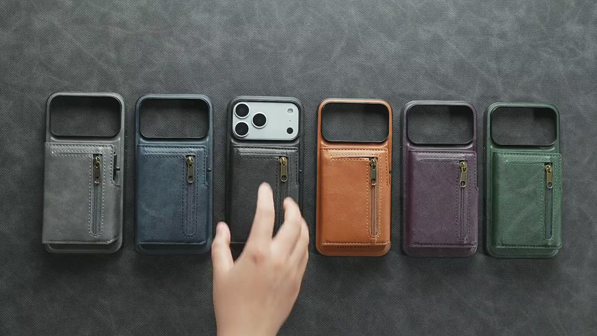 2-in-1 MagSafe PU Leather Case with Detachable Card Holder Stand for iPhone 11-17 Series