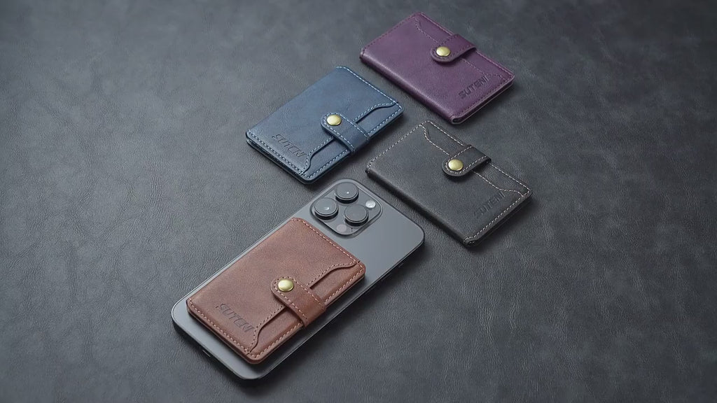 Universal MagSafe-Compatible PU Leather Card Holder for iPhone & Android Phones