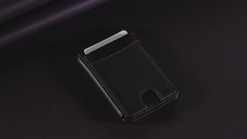 Universal MagSafe-Compatible PU Leather Card Holder with Easy Pull Slot