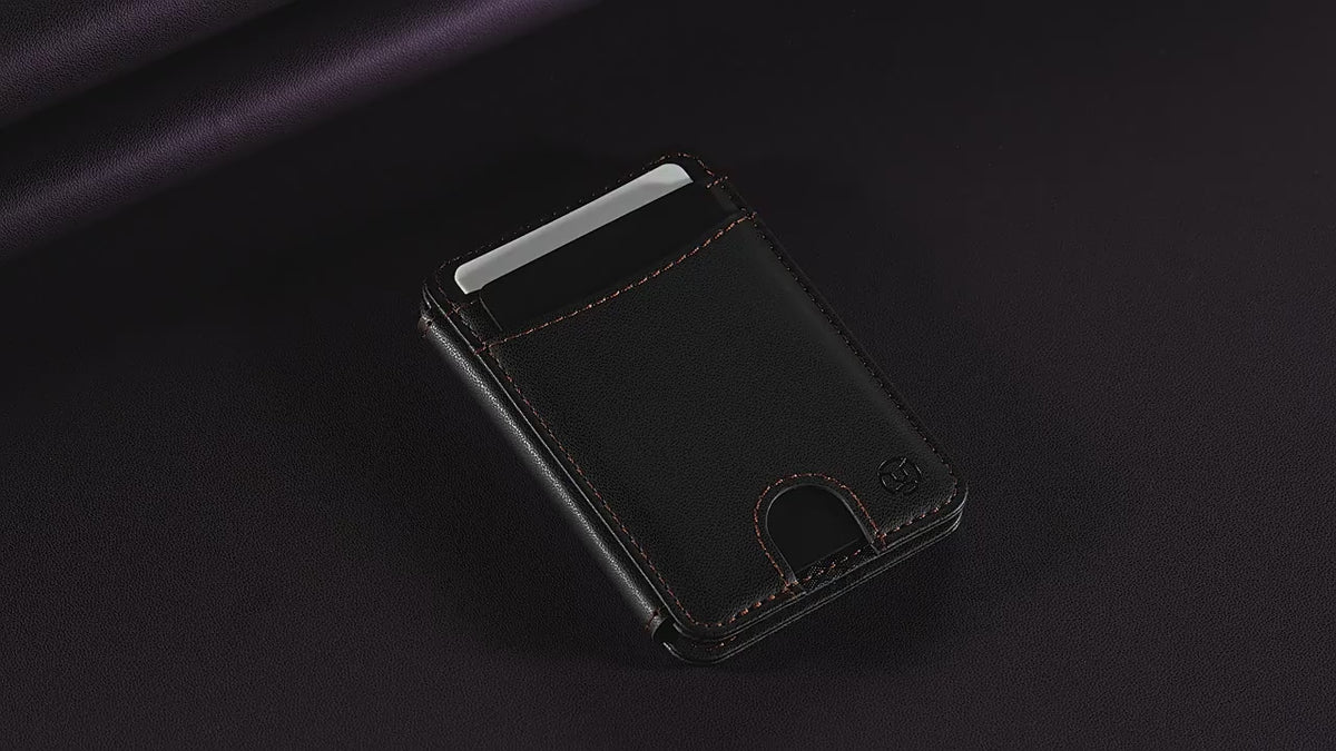 Universal MagSafe-Compatible PU Leather Card Holder with Easy Pull Slot