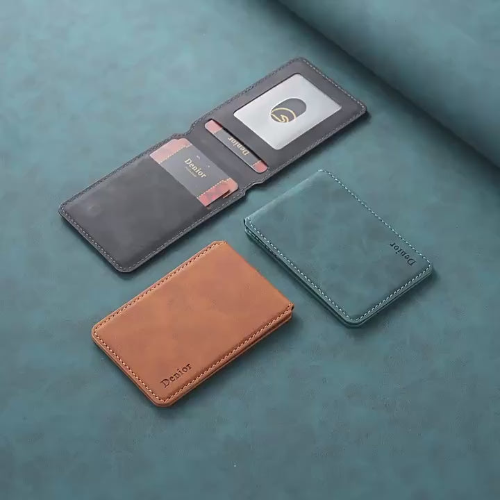 MagSafe-Compatible PU Leather Card Holder Stand for iPhone & Android