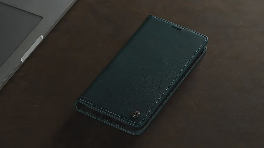 PU Leather Flip Wallet Case with Card Holder for iPhone 12–17 Series