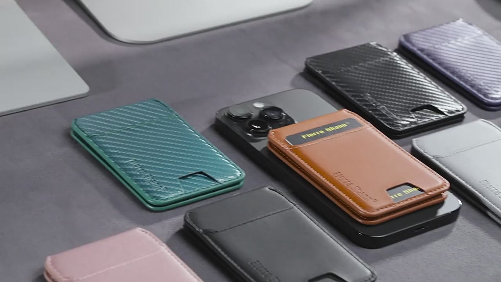 MagSafe-Compatible PU Leather Magnetic Card Holder Stand for iPhone