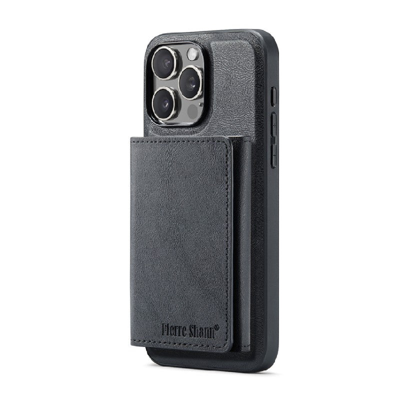 2-in-1 PU Leather MagSafe Case with Tri-Fold Wallet Stand for iPhone 11–17 Series