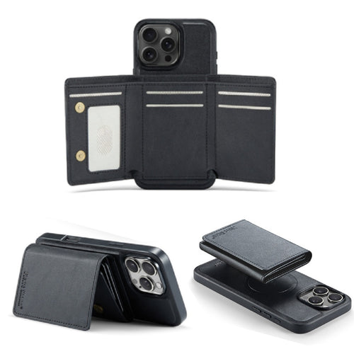 2-in-1 PU Leather MagSafe Case with Tri-Fold Wallet Stand for iPhone 11–17 Series